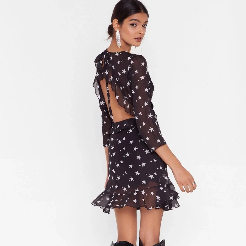 NWT Dress with Ruffle Open Back - Picture 2 of 10